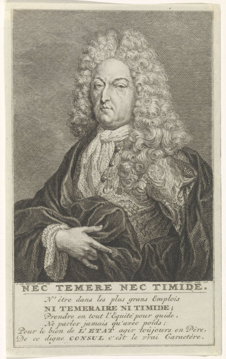 Retrato de Bruno van der Dussen, regente ou gouda de Bernard Picart