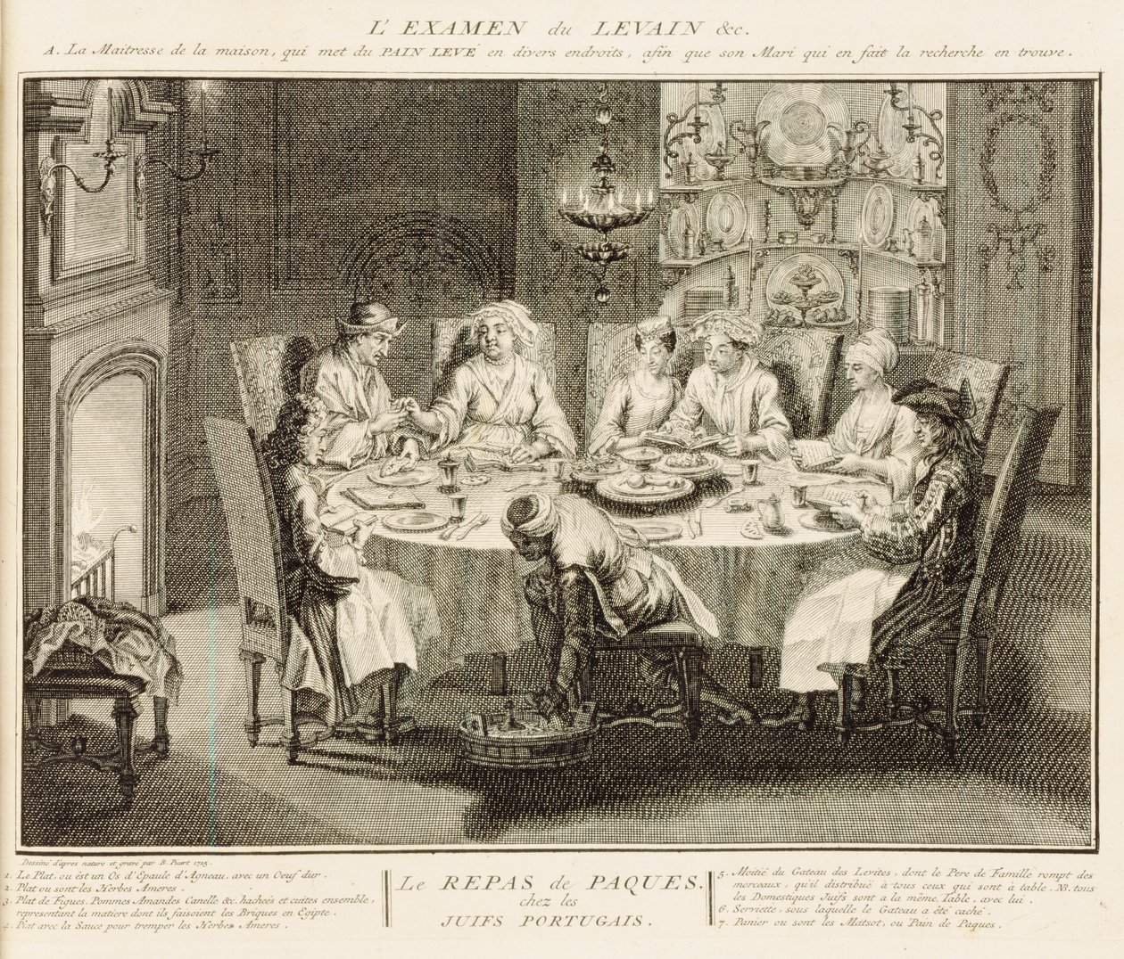Judeus portugueses comemorando a festa da Páscoa, ilustração de &39;cerimônias religiosas e costumes&39;, 1725 de Bernard Picart