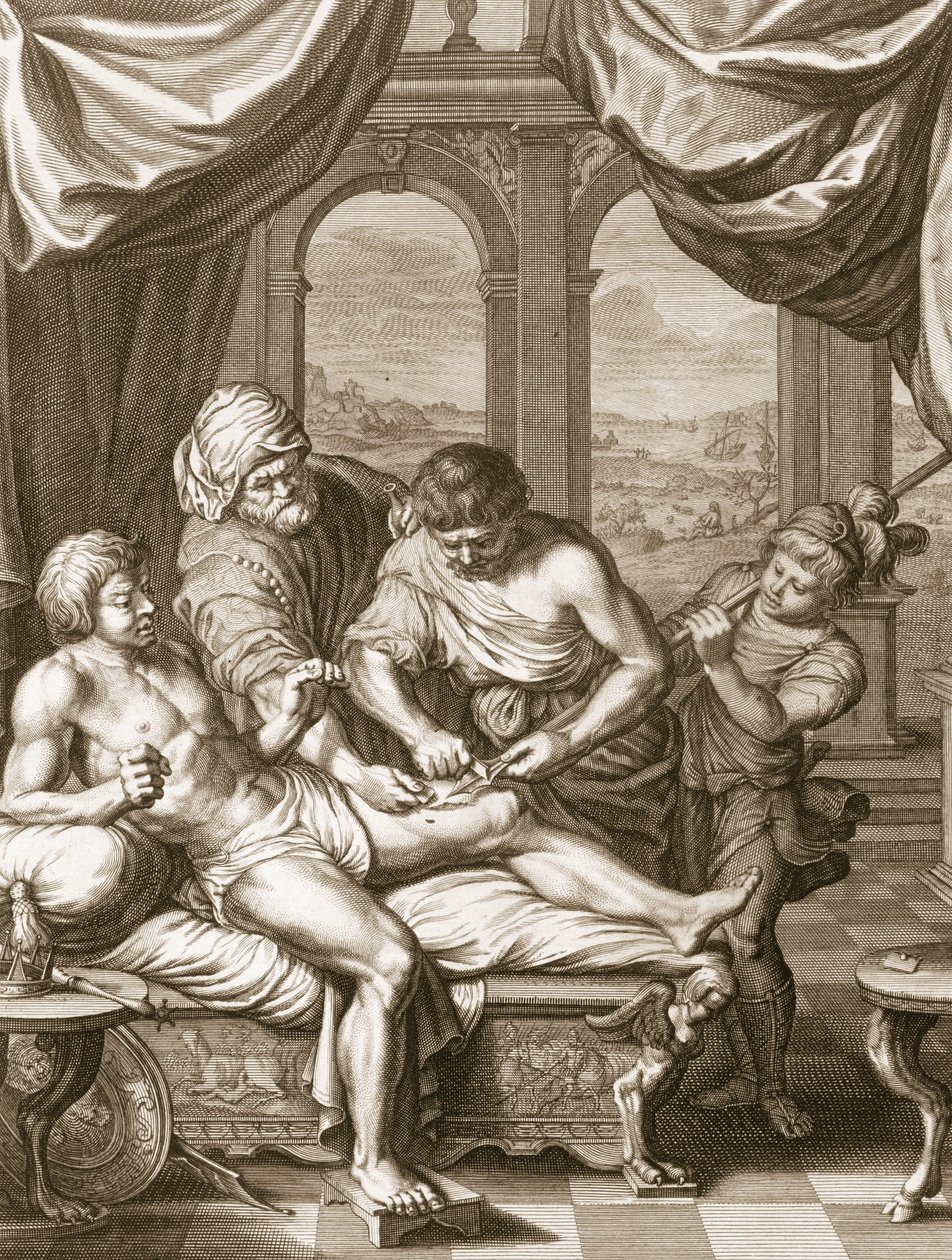 Telephus curado pela ferrugem da mesma lança que o feriu, 1731 de Bernard Picart