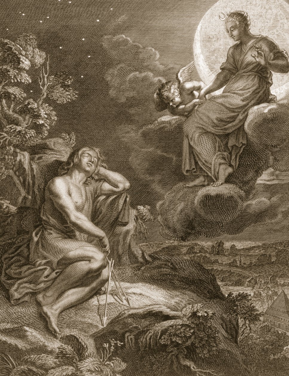A Lua e Endymion, 1731 de Bernard Picart