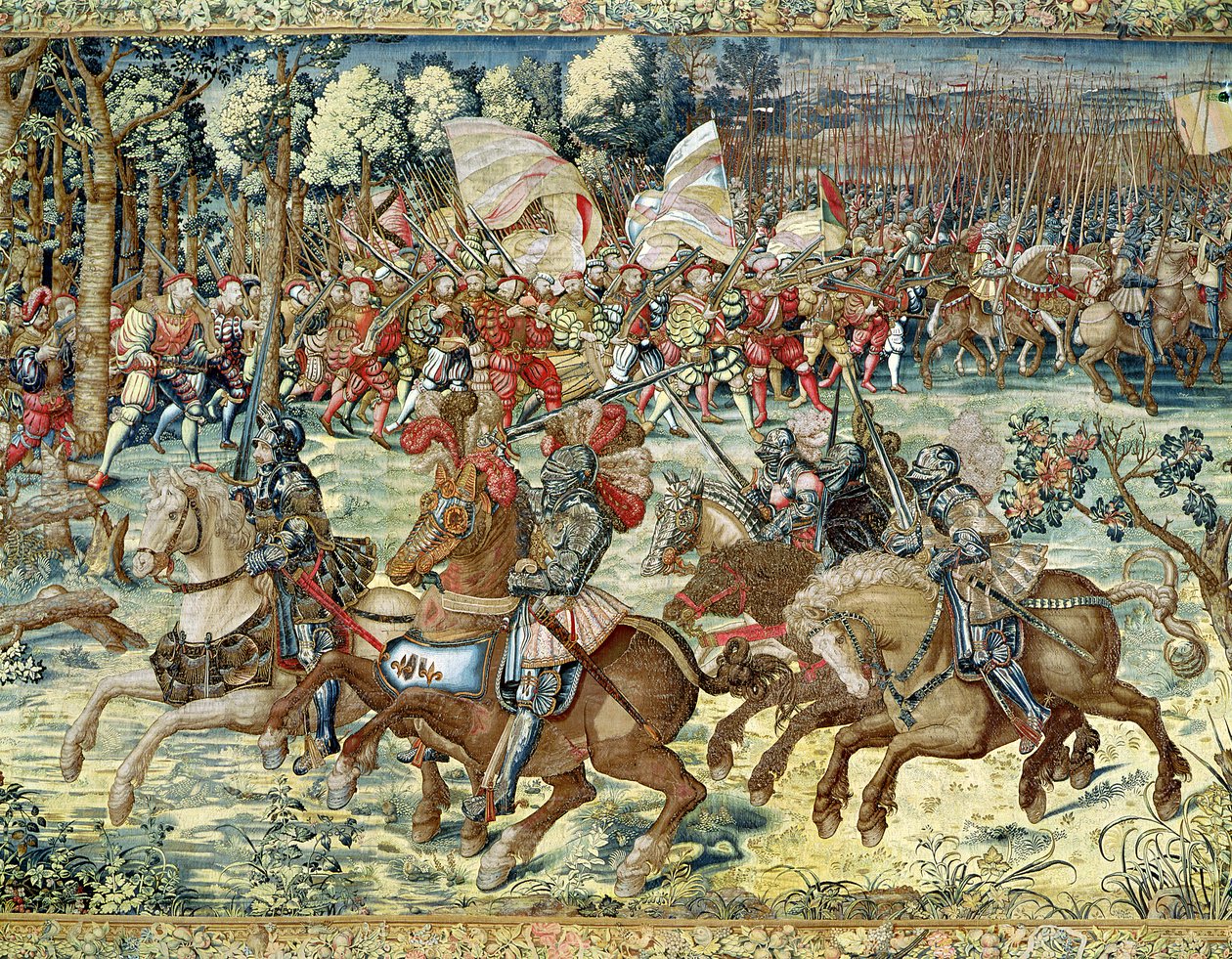 A Batalha de Pavia O avanço de Charles V (1500-58) (tapeçaria) (veja 1481147 para detalhes) de Bernard van Orley