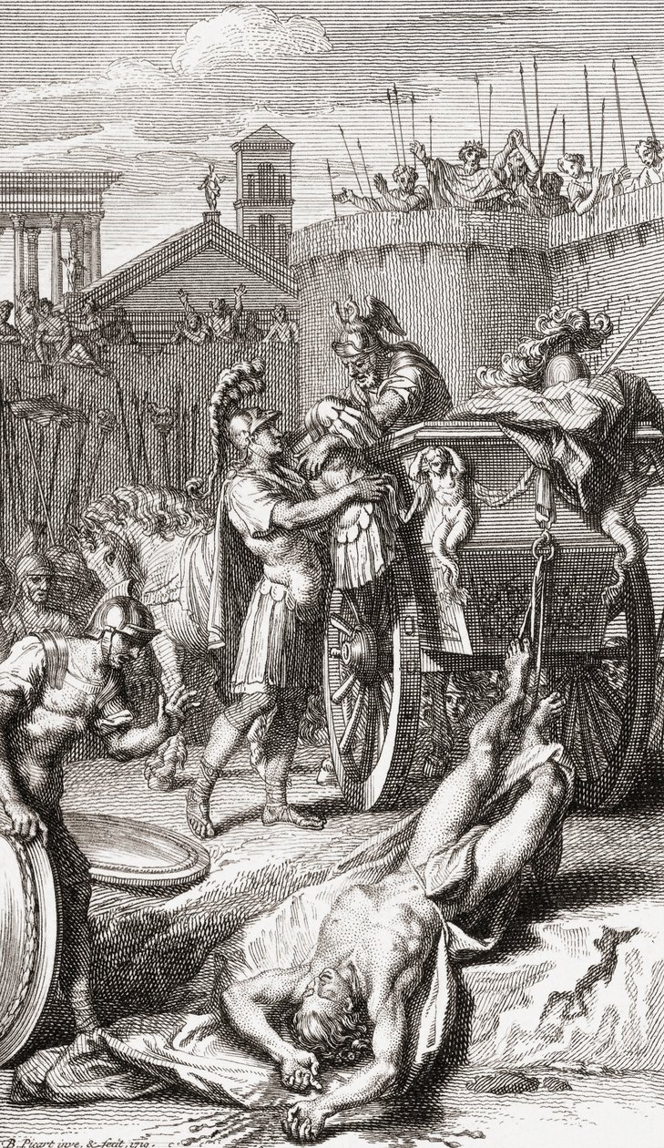 A morte de Aquiles. (imprimir) de Bernard (after) Picart
