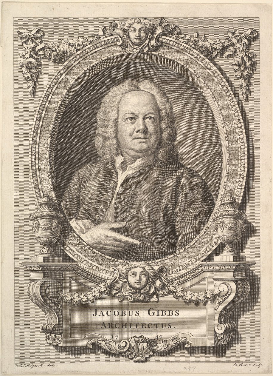 Jacobus Gibbs, arquiteto, 1747 de Bernard Baron