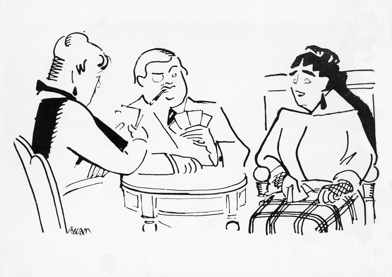 Jogo de cartas, ilustração para Cheri, romance de Sidonie-Gabrielle Colette (1873-1954) de Bernard Becan