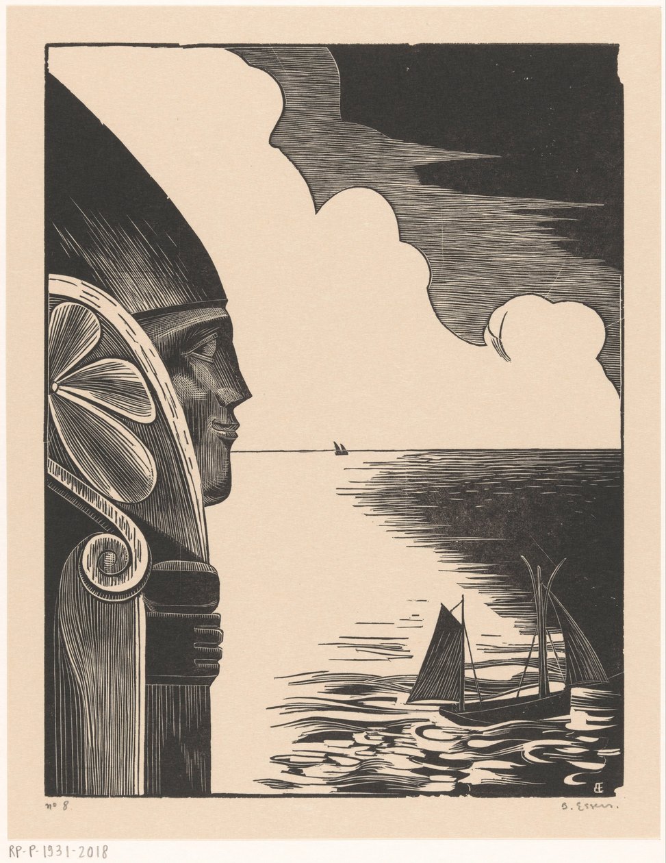 Estátua de São Nicolau no porto de Tréboul de Bernard Essers (signed by artist)