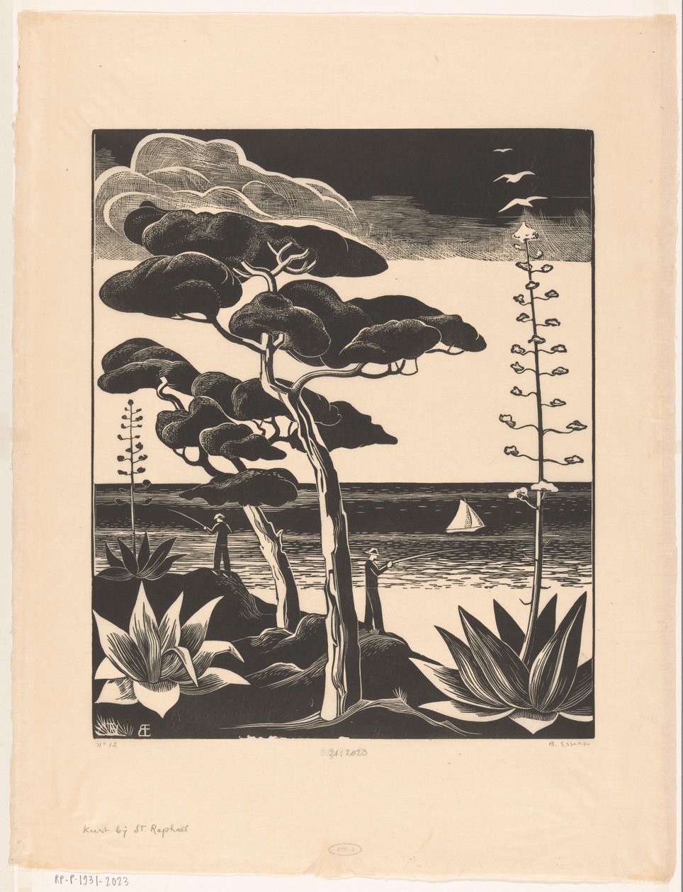 Costa em Saint-Raphaël (título original no objeto) de Bernard Essers (signed by artist)