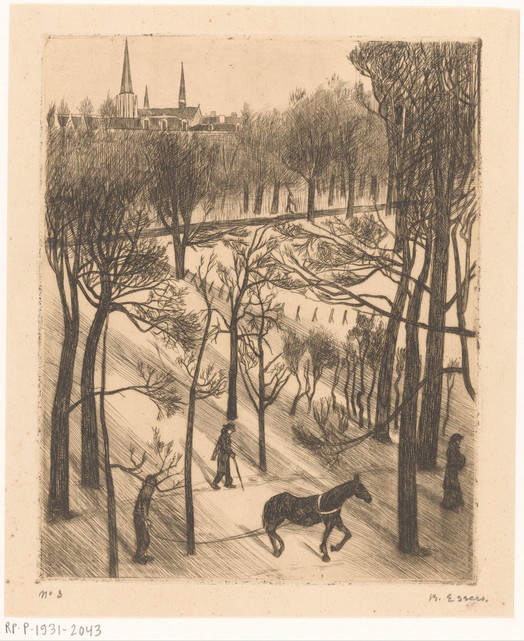 Parque Vondel no inverno de Bernard Essers (signed by artist)