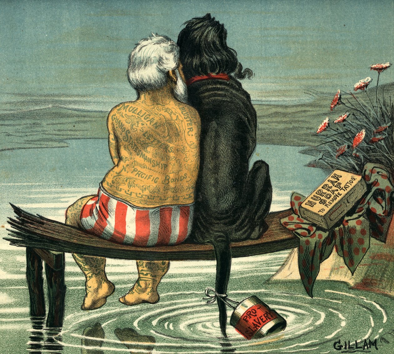 Eu e Jack publicamos em Puck Magazine 1884, (Cromolitógrafo colorido) de Bernard Gillam