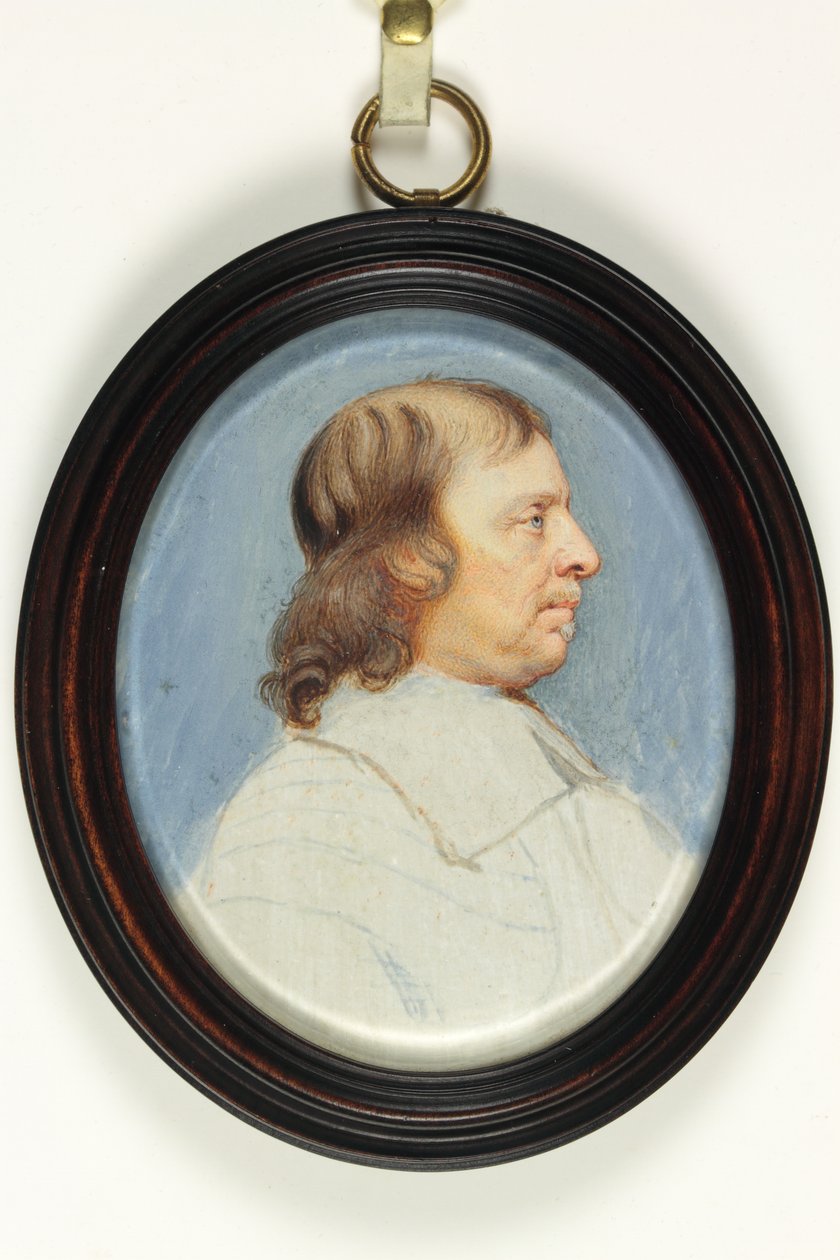 Oliver Cromwell (aguarela sobre marfim) de Bernard III Lens