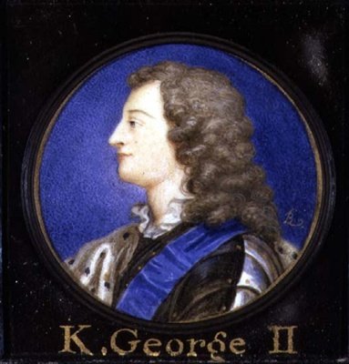 Retrato de George II (1683-1760) (aguarela no cartão) de Bernard III Lens