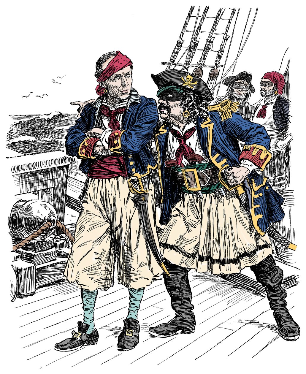 Dois piratas a ameaçar Ilustração de Bernard Partridge (1861-1945) de 