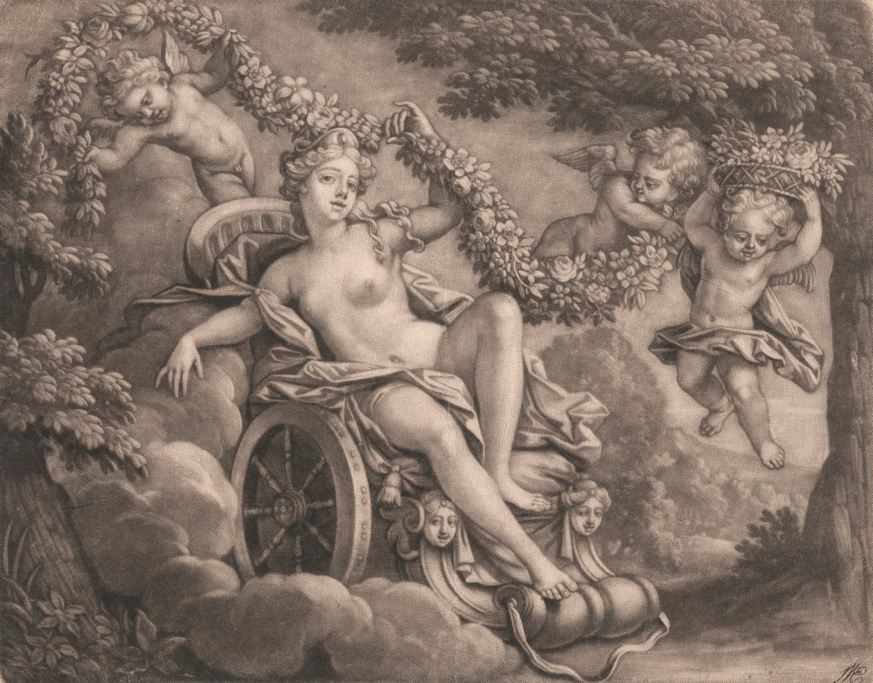 Flora e Putti de Bernard Lens