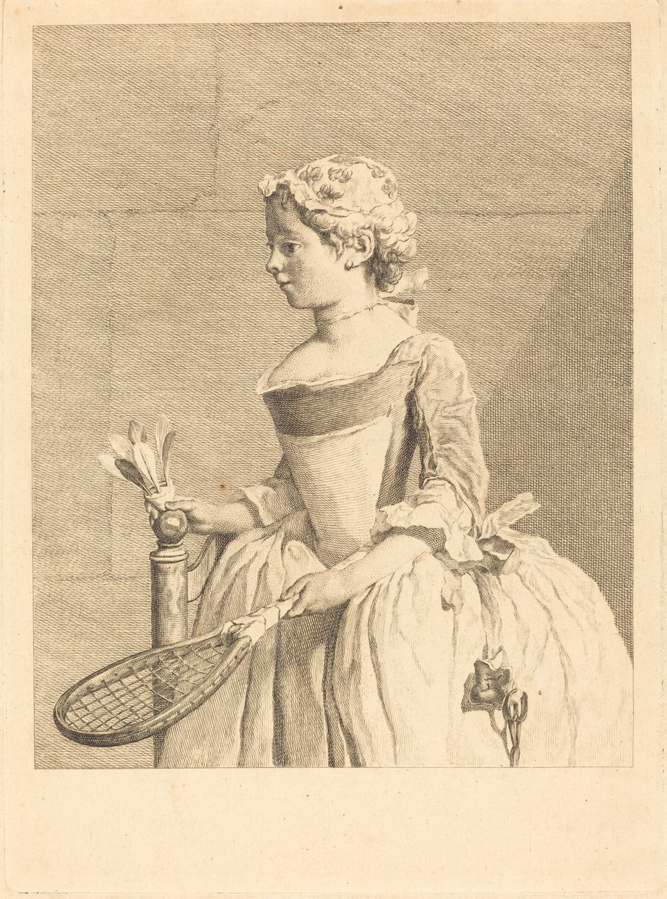 Moça ao volante (Moça com uma raguete) de Bernard Lépicié after Jean Siméon Chardin