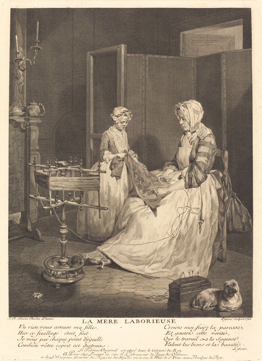 La Mére laborieuse de Bernard Lépicié after Jean Siméon Chardin