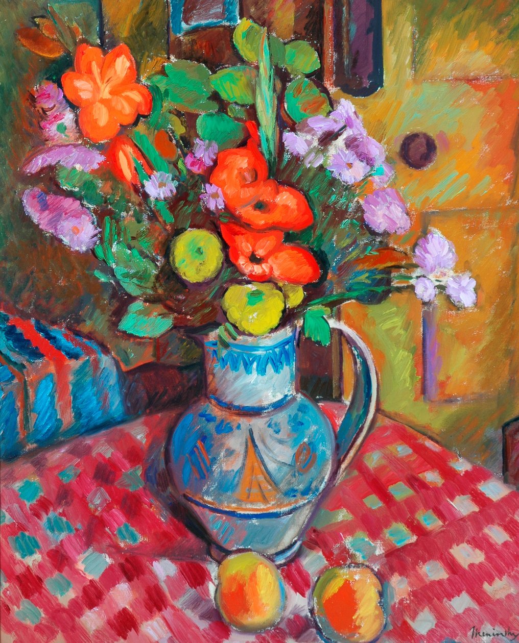 Flores num vaso (óleo sobre tela) de Bernard Meninsky