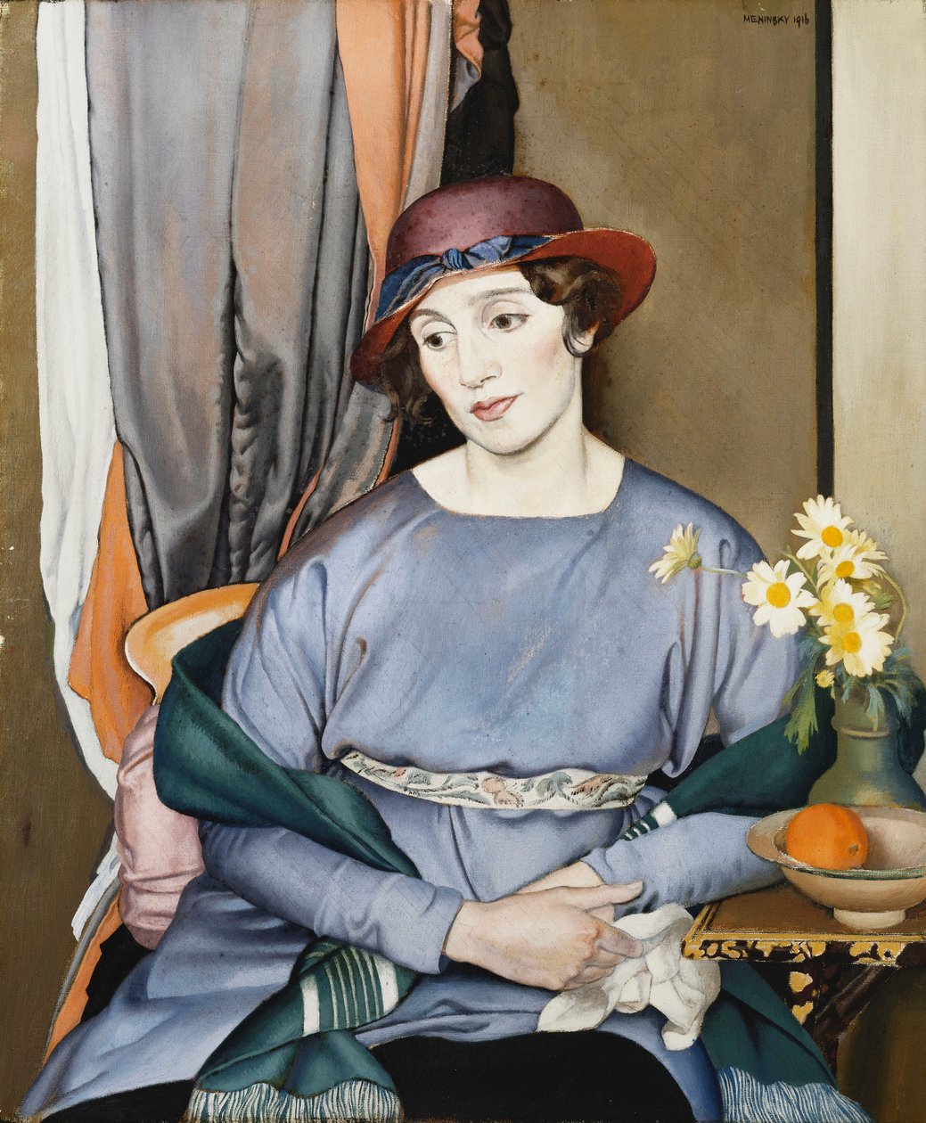 Senhora de Chapéu, a Esposa do Artista de Bernard Meninsky