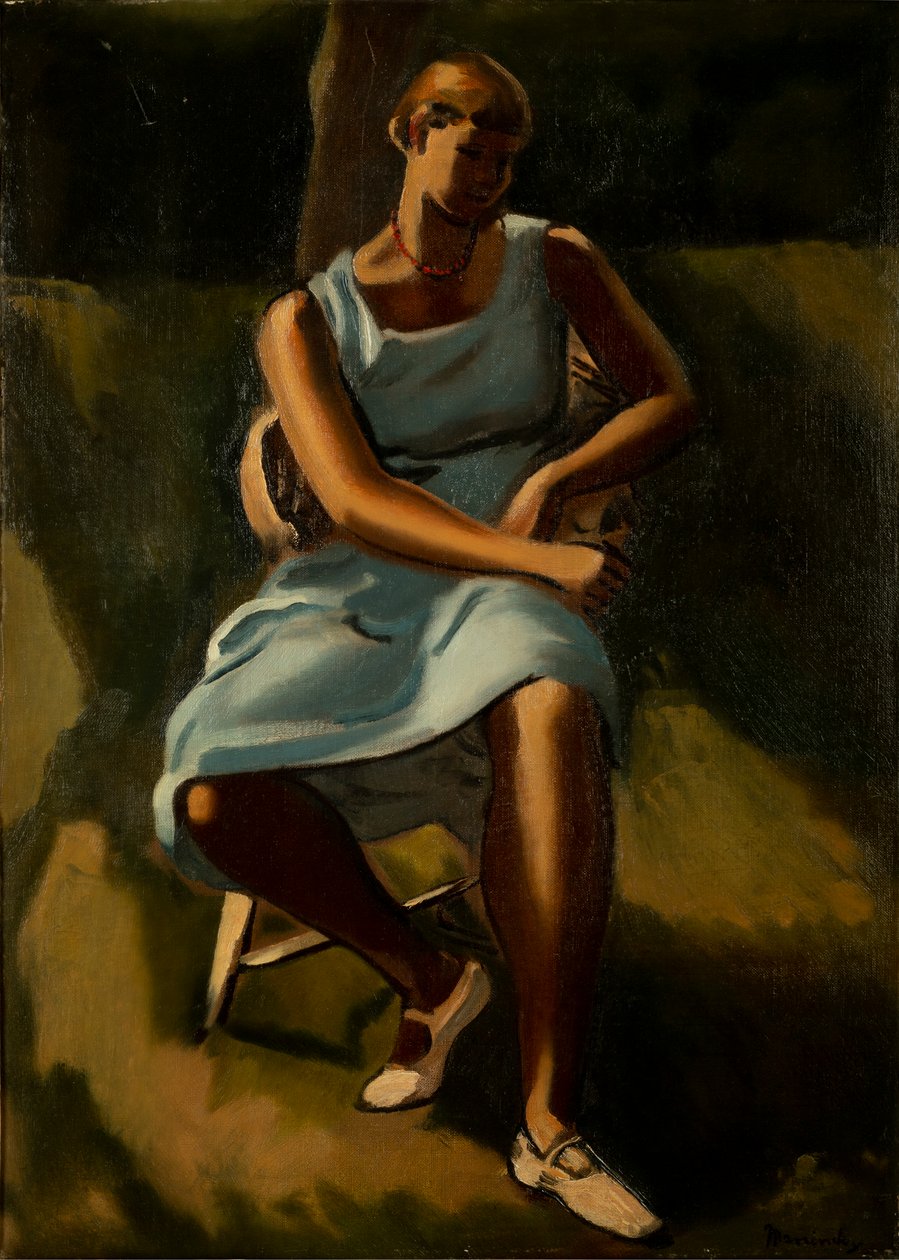 Figura Sentada de Mulher (óleo sobre tela) de Bernard Meninsky