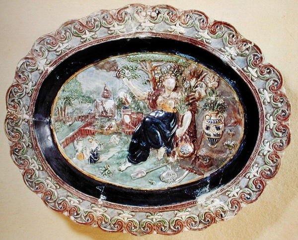 Prato representando Flora (faiança) de Bernard Palissy