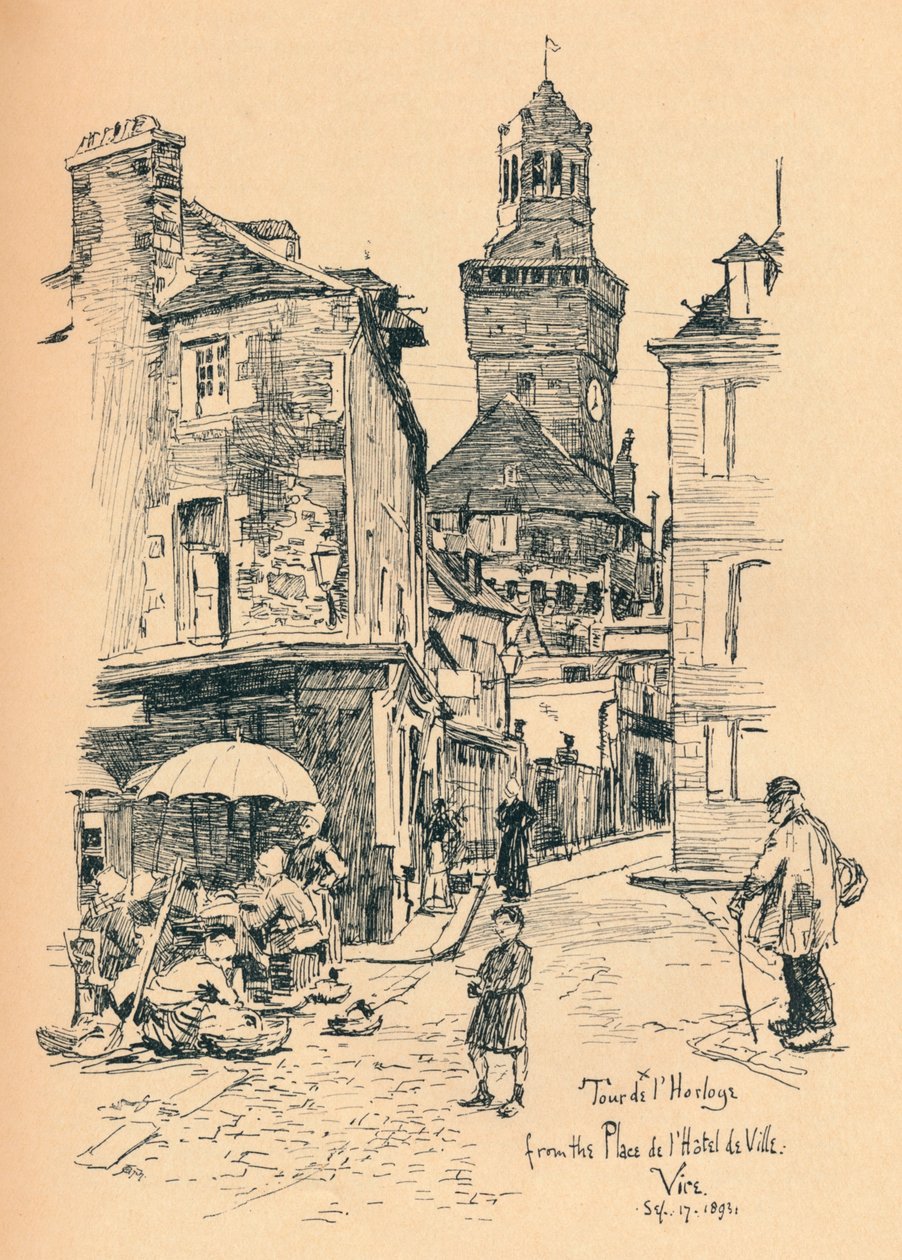Torre do relógio, Vire, c1893 de Bernard Partridge