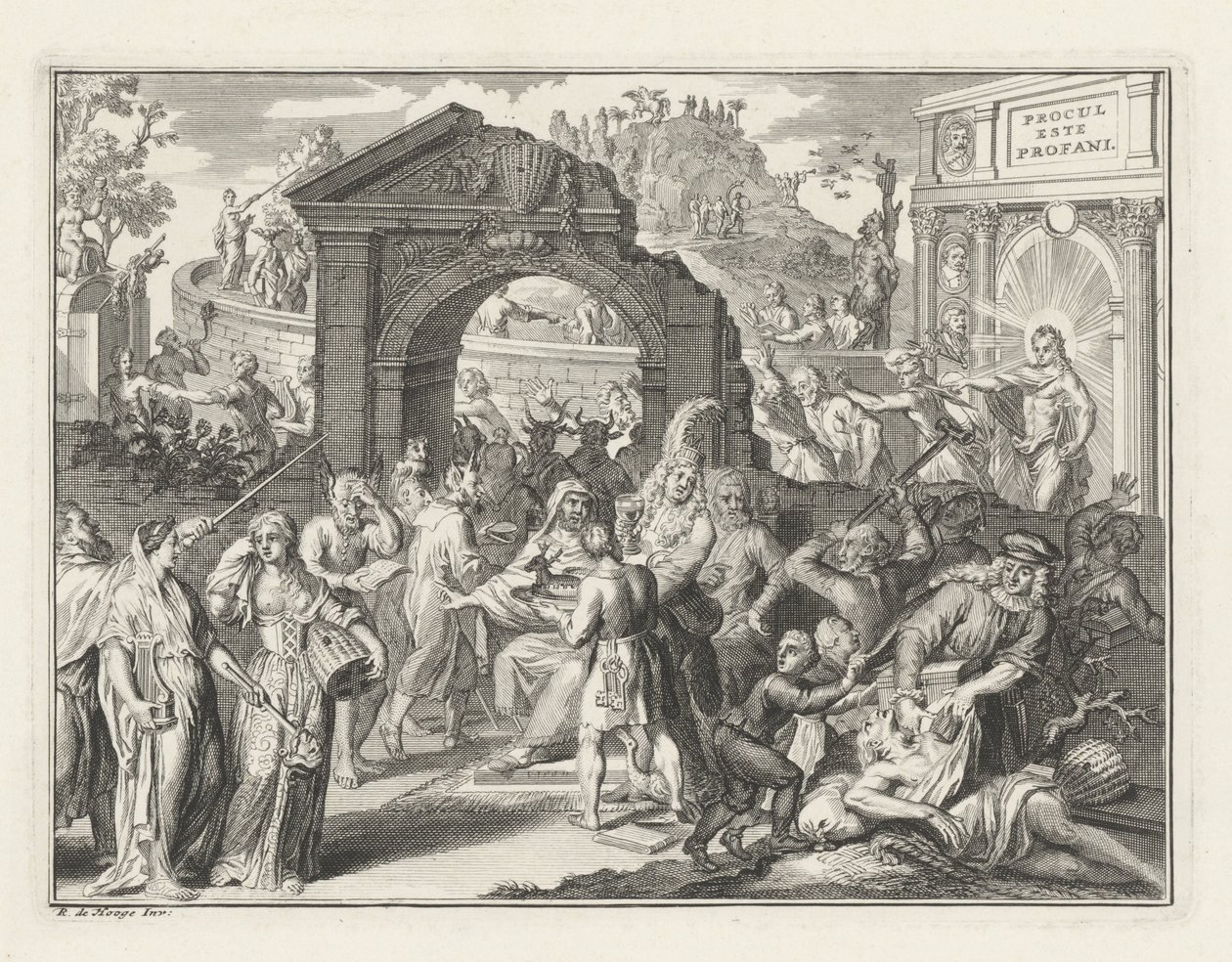 Caricatura da Controvérsia de Schouwburg, c. 1685 de Bernard Picart (attributed to)