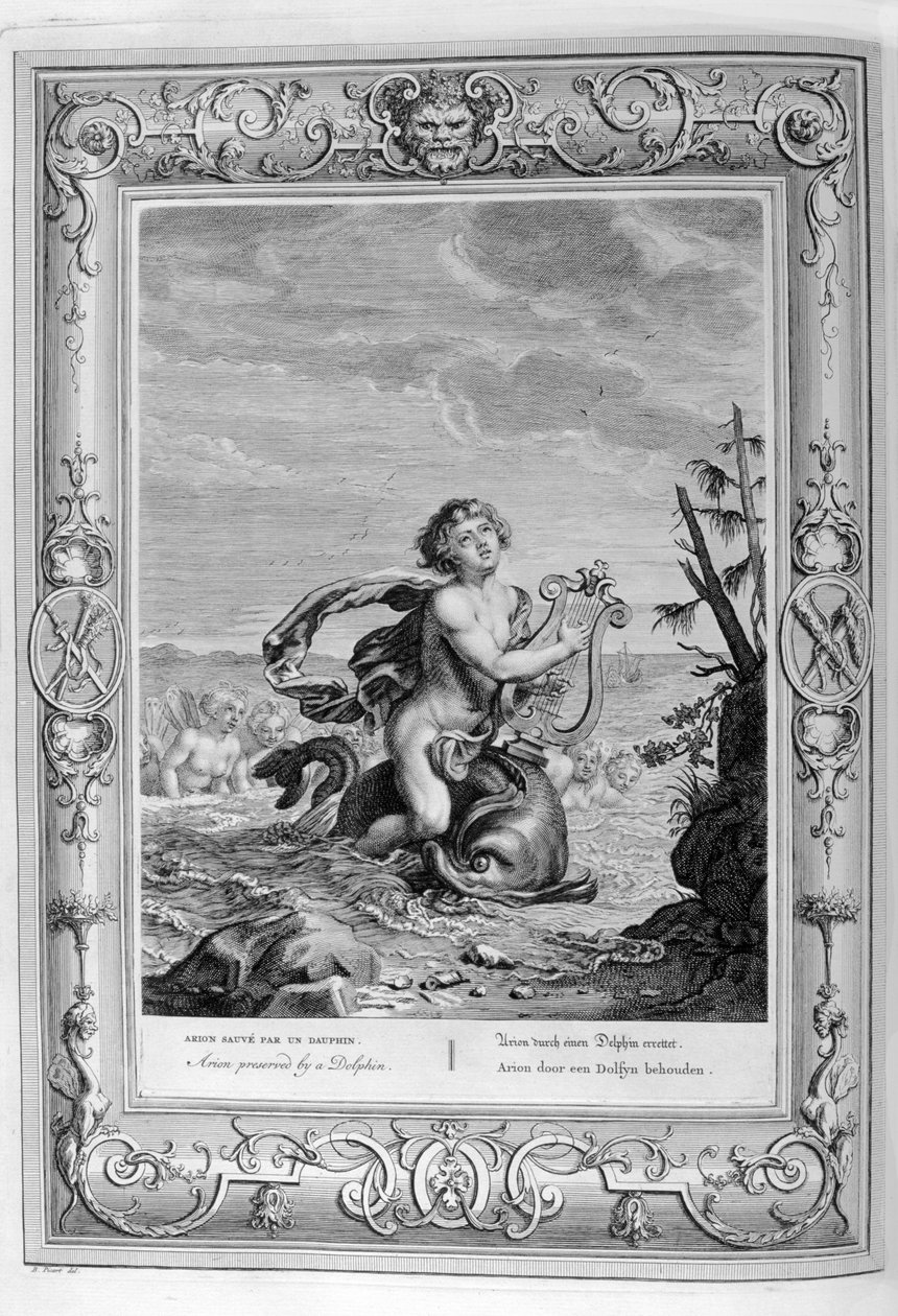 Arion on the Dolphin (gravura) de Bernard Picart