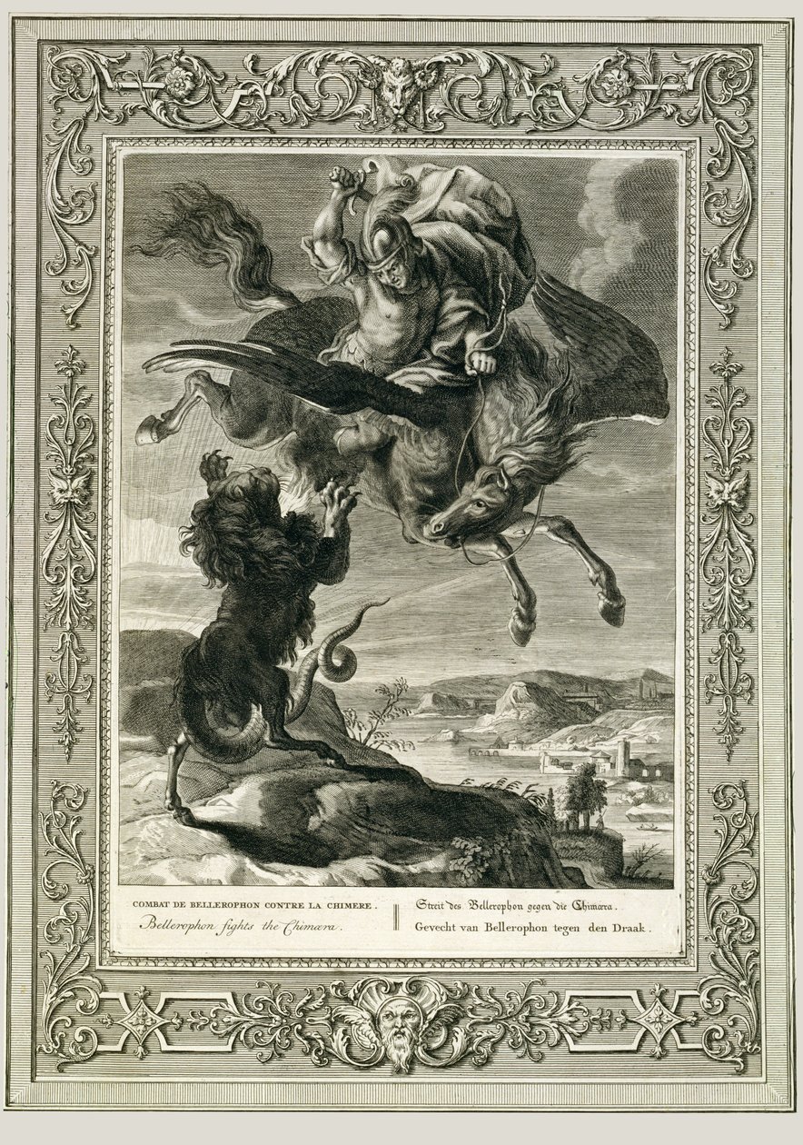 Bellerophon luta contra a quimera de Bernard Picart