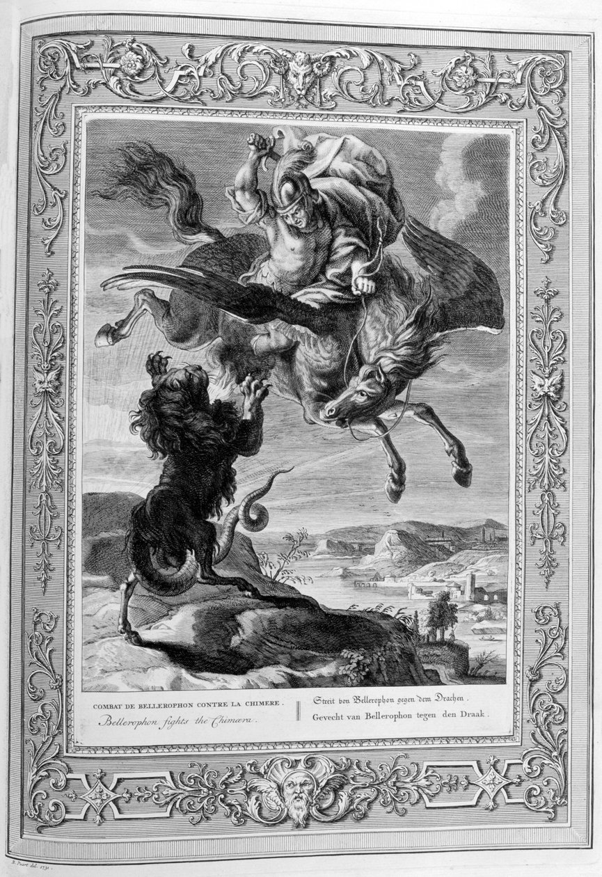 Bellerophon luta contra a Quimera, 1733 de Bernard Picart