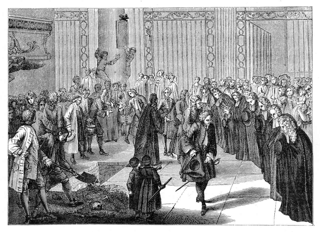 Enterro em uma igreja, 1885. de Bernard Picart