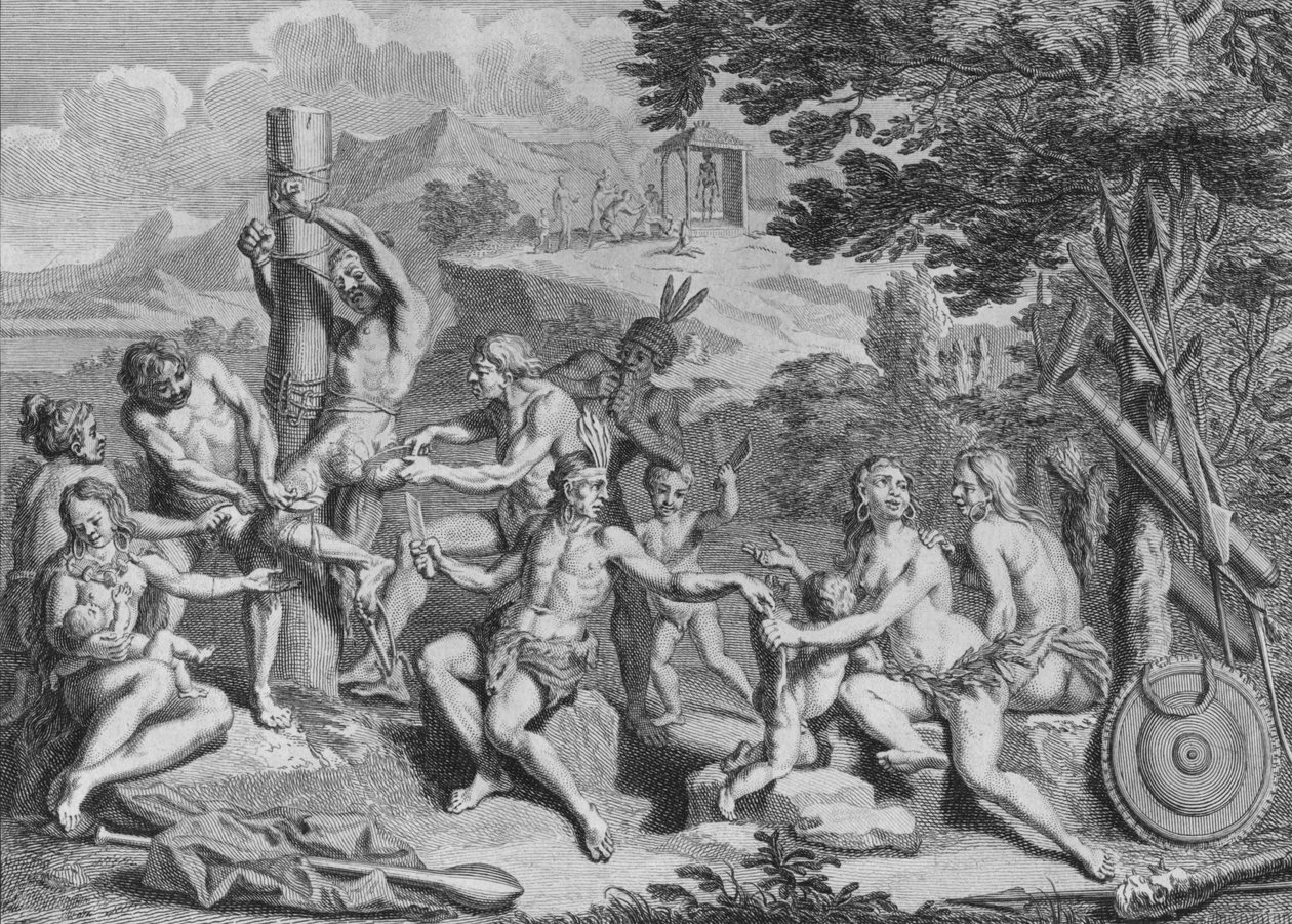Cativo Sacrificado pelos Antis, 1723. de Bernard Picart