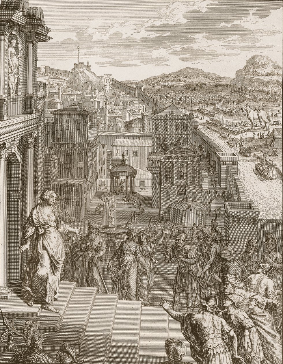 Cassandra Prediz o Destino dos Troianos e Não Acredita, 1731 de Bernard Picart