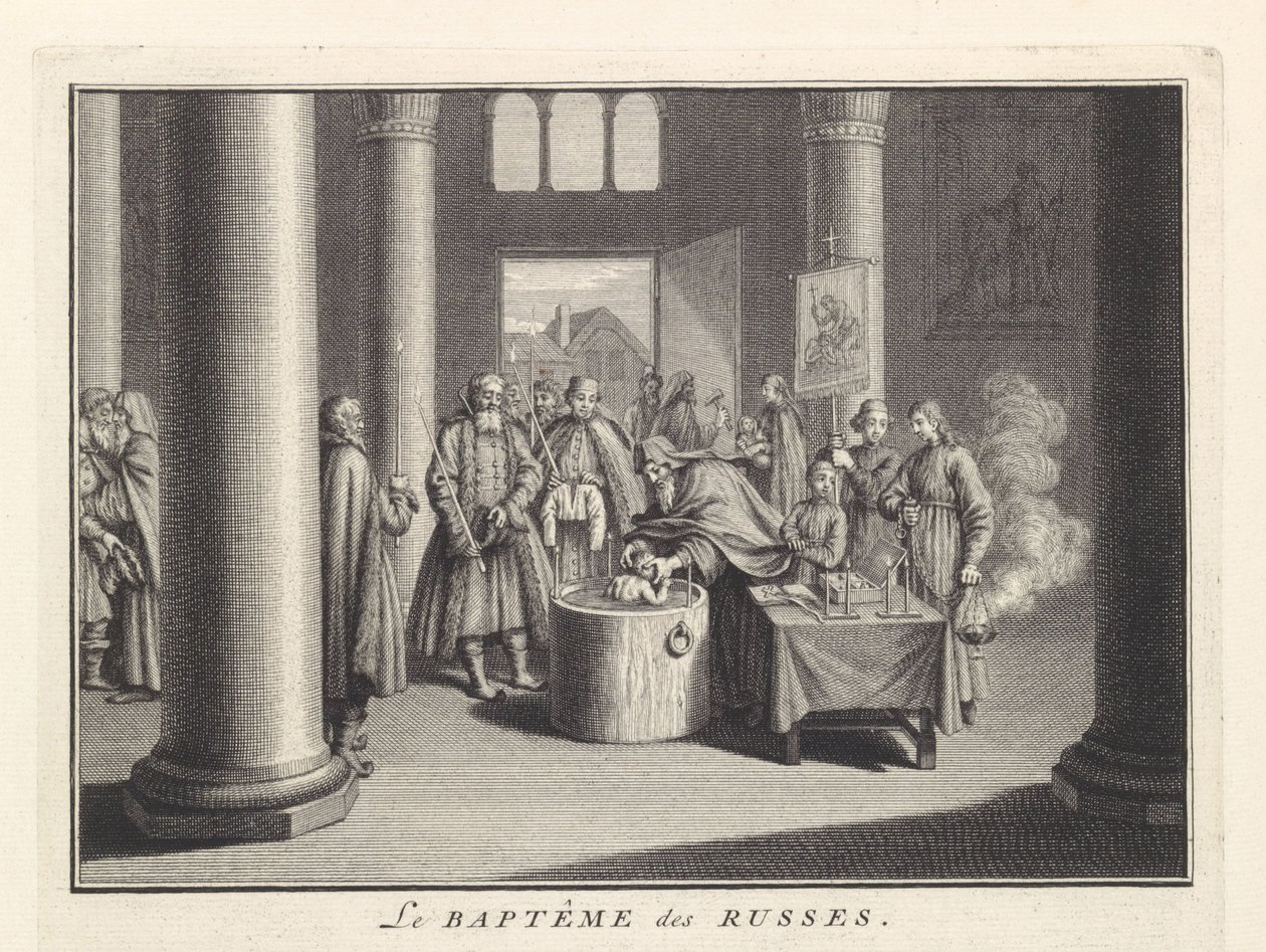 Batismo Infantil na Rússia, 1732 de Bernard Picart