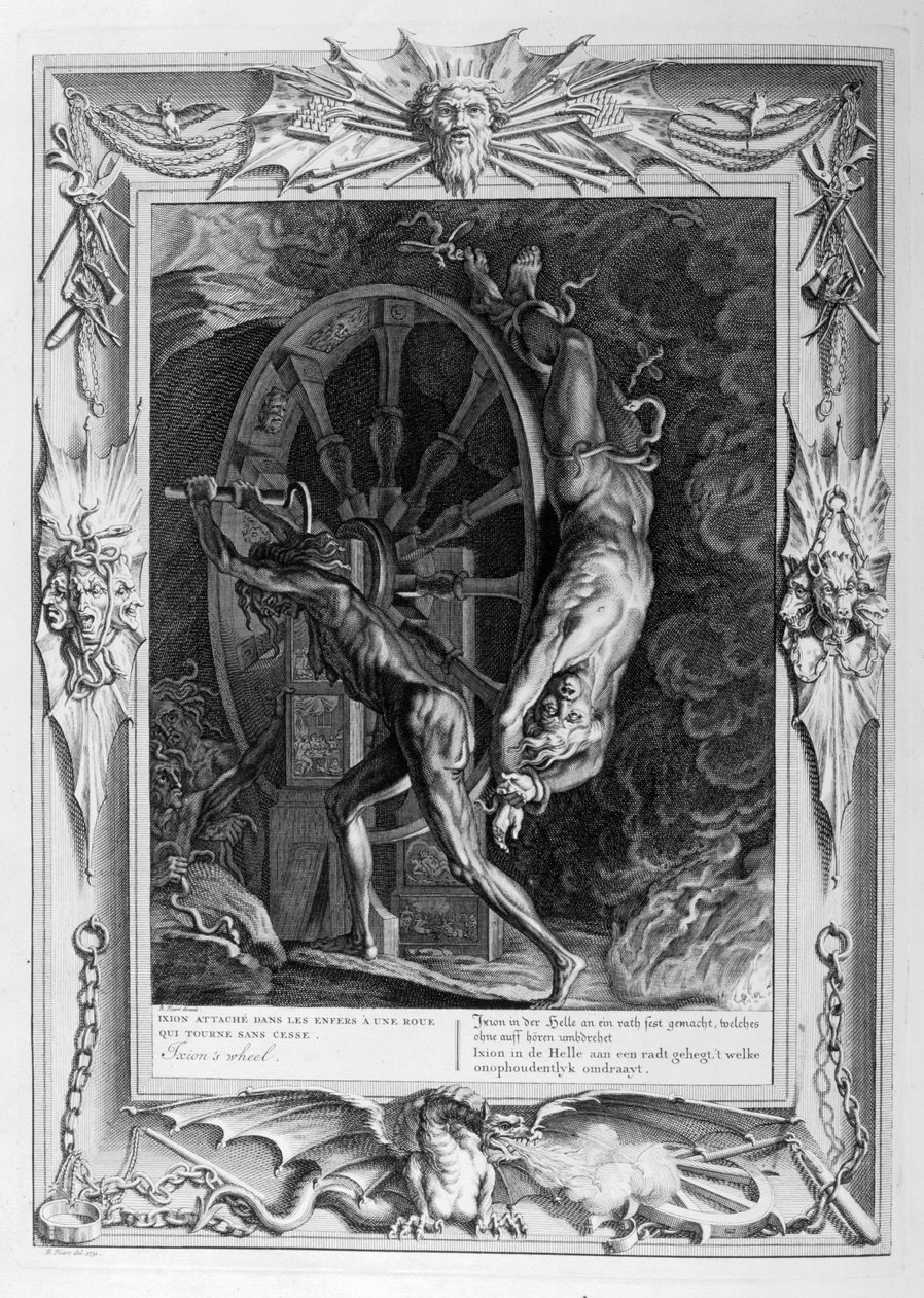 Ixion no Tártaro ao volante, 1733 de Bernard Picart