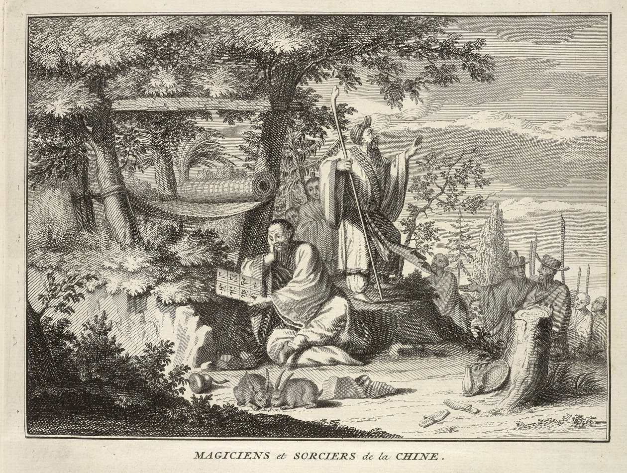 Magos e Feiticeiros da China, de Cerimônias e Costumes Religiosos de Todos os Povos do Mundo, pub.1736 de Bernard Picart