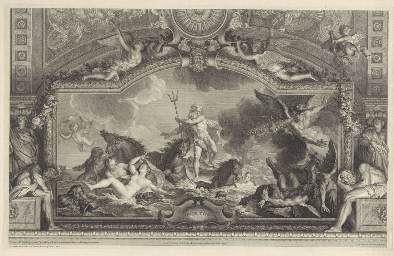 Netuno acalma as ondas Quos Ego (título no objeto) de Bernard Picart