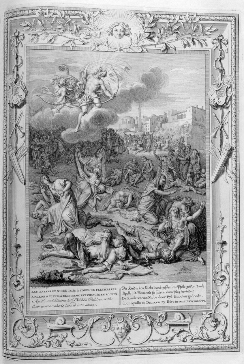 Niobe e seus filhos mortos (gravura) de Bernard Picart