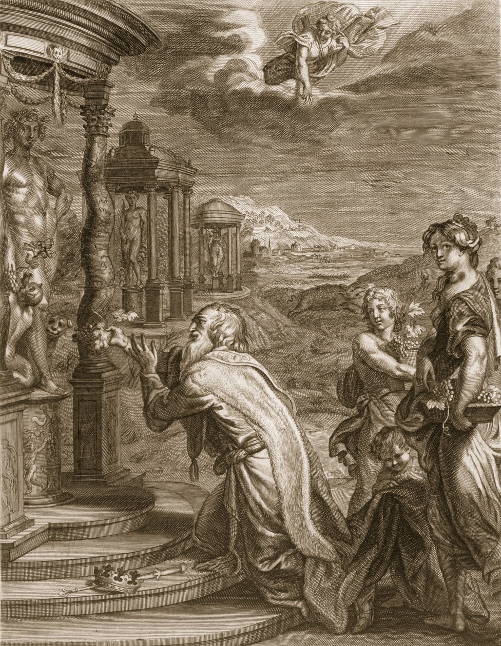 Oeneus, rei de Calydon, tendo negligenciado Diana em um sacrifício é castigado por sua impiedade, 1731 de Bernard Picart