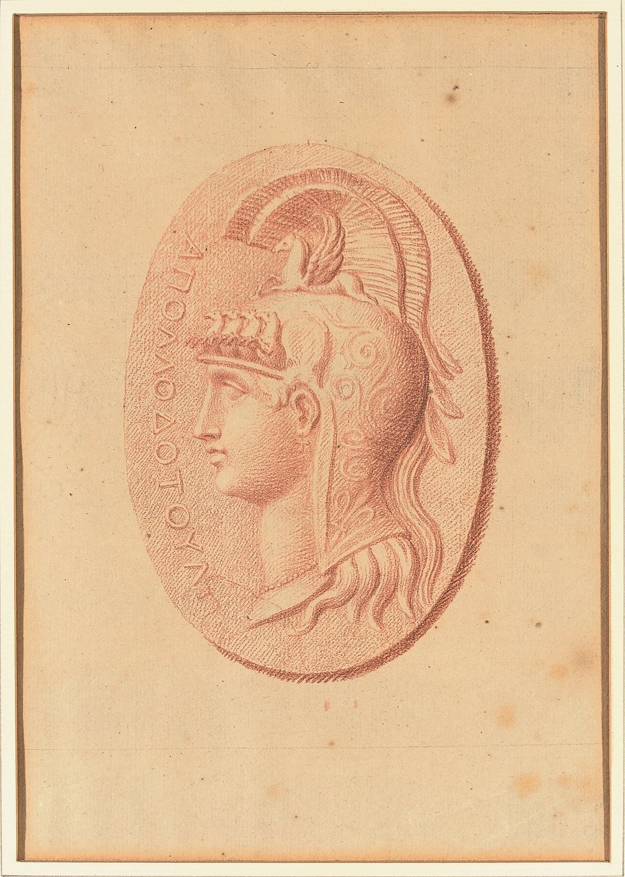 Um de quatro estudos após os cameos, três com retratos de perfil clássico e um com um relevo fragmentado de Cupido e dois leões a desenhar uma carruagem (giz vermelho sobre papel) de Bernard Picart
