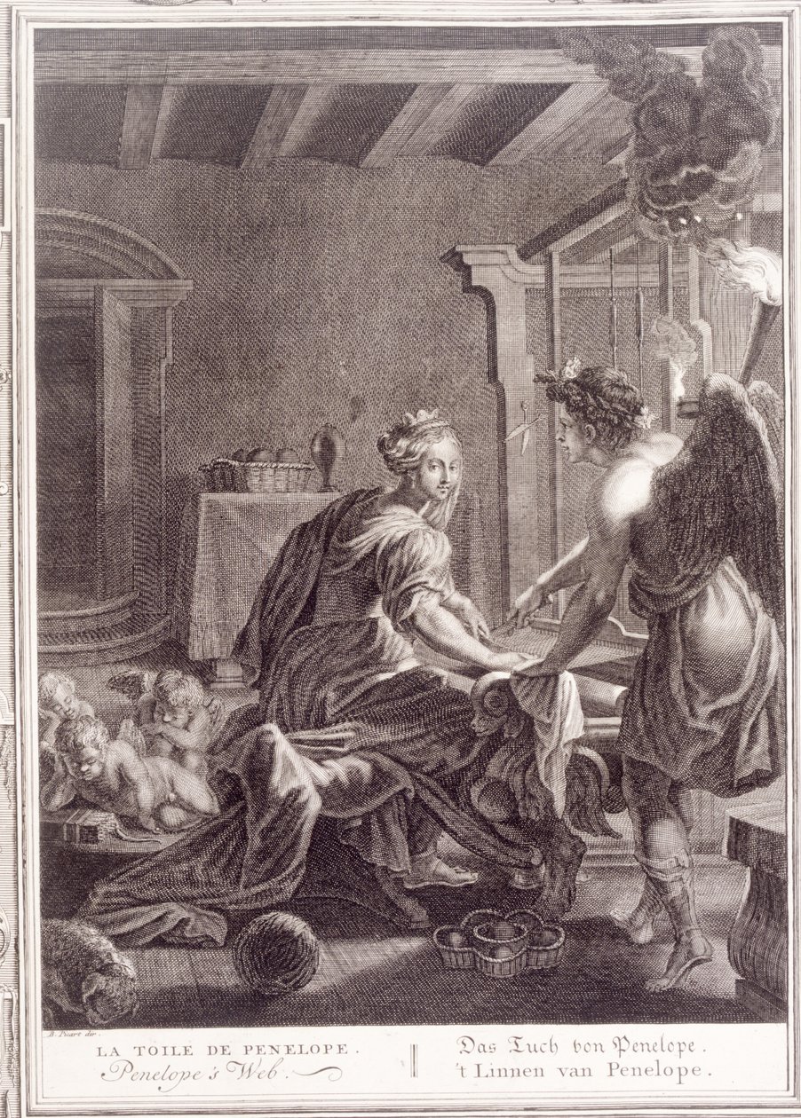 Penelope em seu tear, 1731 de Bernard Picart