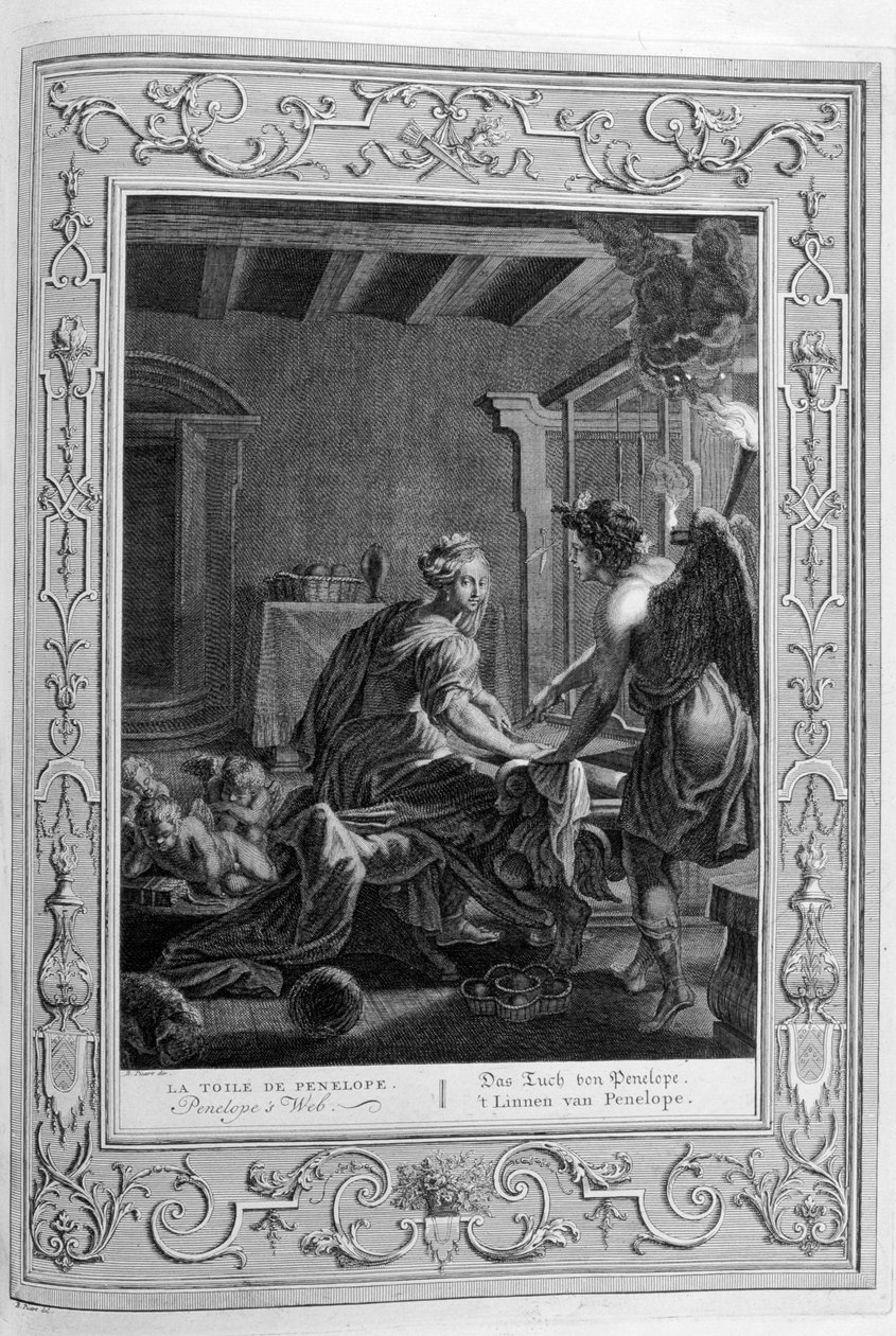 Penélope em seu tear, 1733 de Bernard Picart