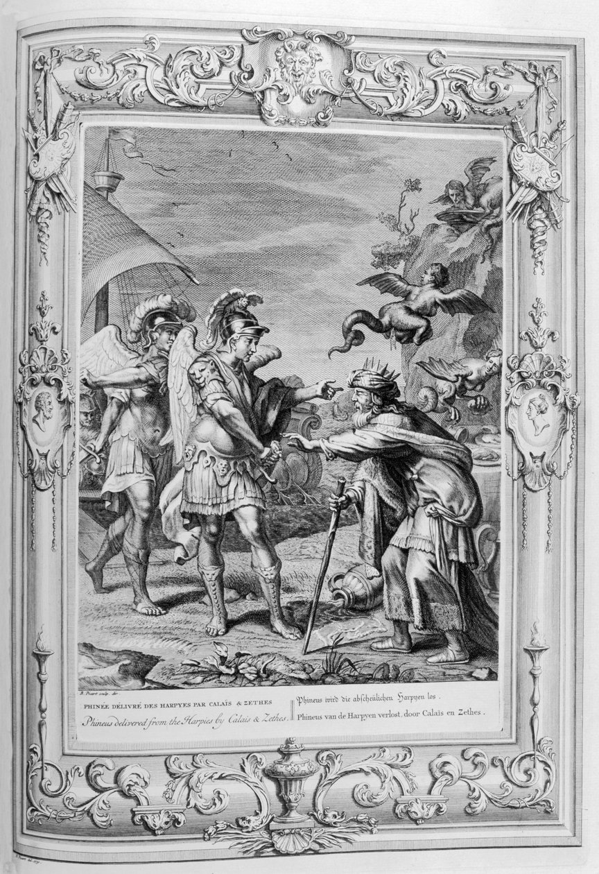Phineus and the Harpies (gravura) de Bernard Picart