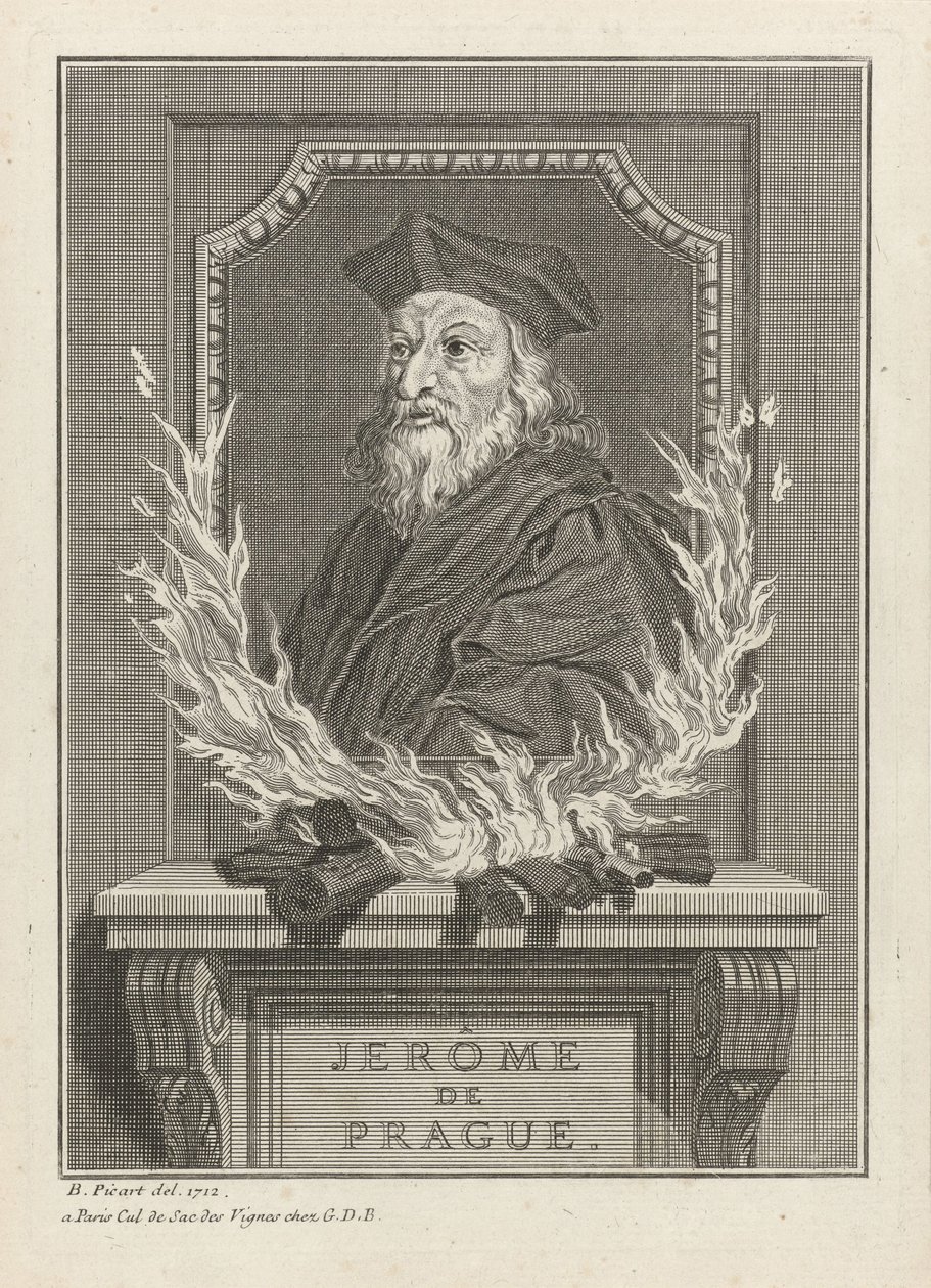 Retrato de Jerônimo de Praga, 1712 de Bernard Picart