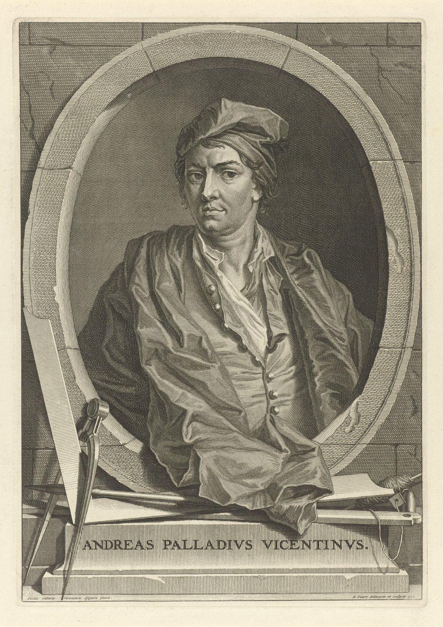 Retrato do arquiteto Andrea Palladio 1508-1580 Depois de Paolo Veronese, 1716. de Bernard Picart