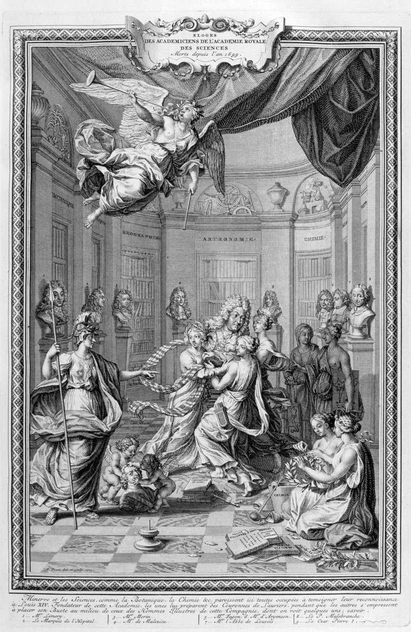 Elogios aos acadêmicos da Academia Real de Ciências ... 1728 de Bernard Picart