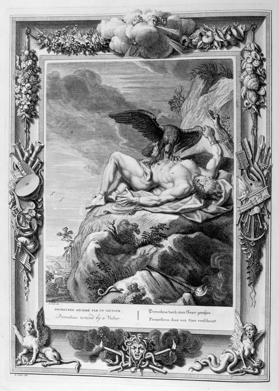 Prometeu torturado por um abutre, 1733 de Bernard Picart