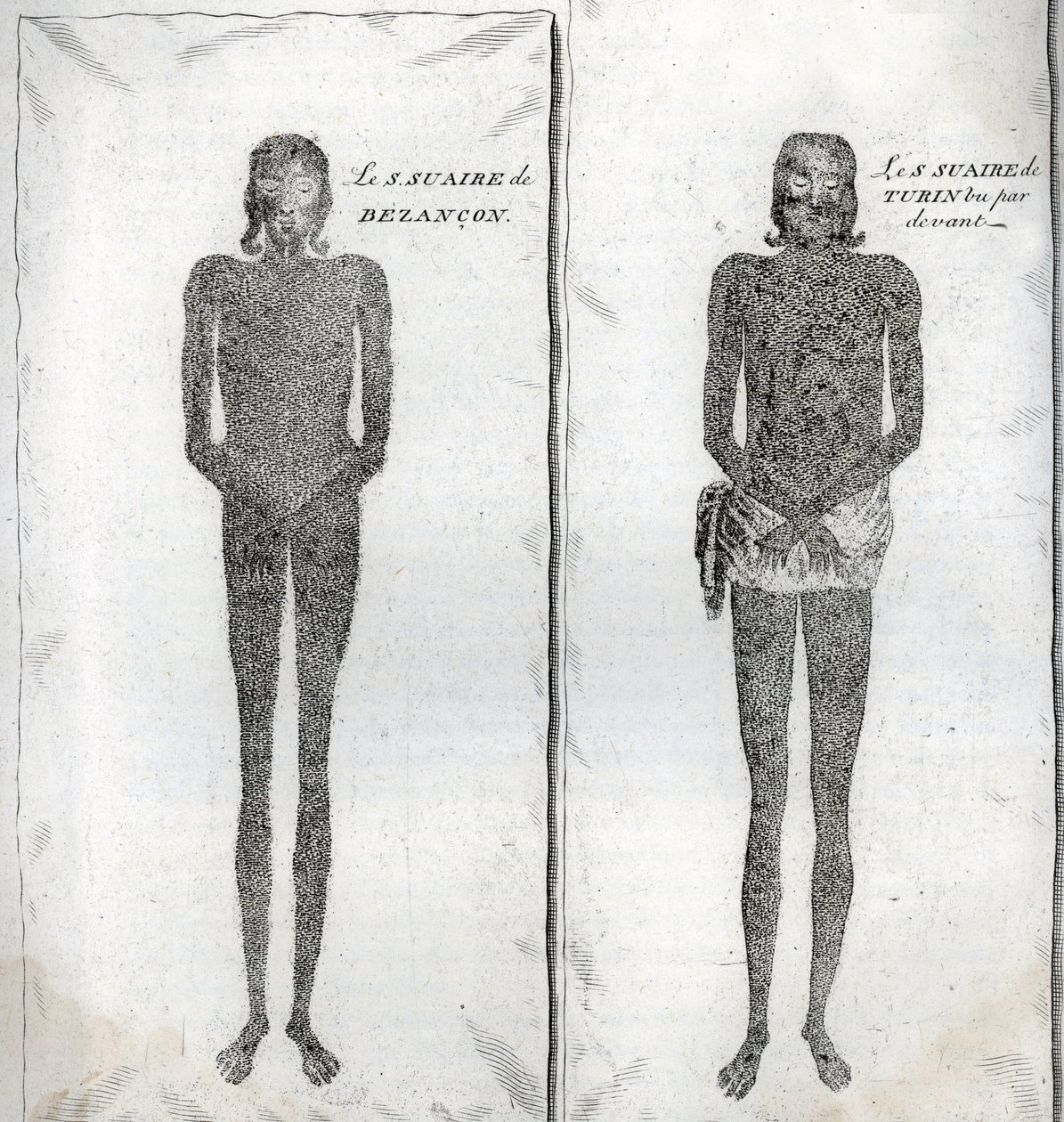 Representação do Sudário de Besancon e do Sudário de Turim da "Illustration de ceremonies et customs religieuses de tous les peuples du monde" de Bernard Picart (1723-1743) 1819 Coleção privada de Bernard Picart