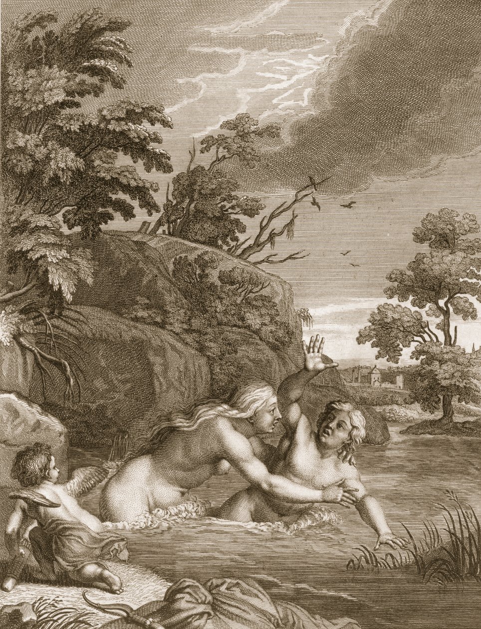 Salmacis e Hemaphroditus Unidos em um só corpo, 1731 de Bernard Picart