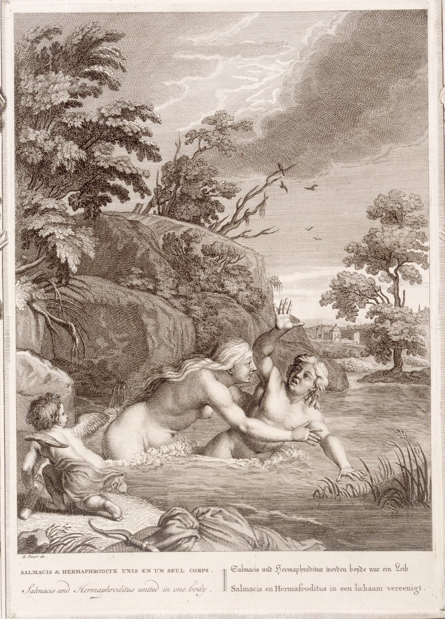 Salmacis e Hemaphroditus Unidos em um só corpo, 1731 de Bernard Picart