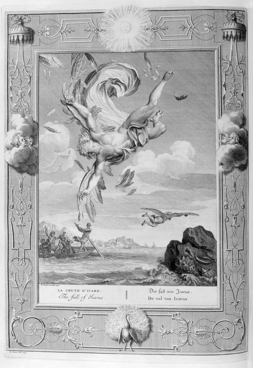 A queda de Ícaro, 1733 de Bernard Picart