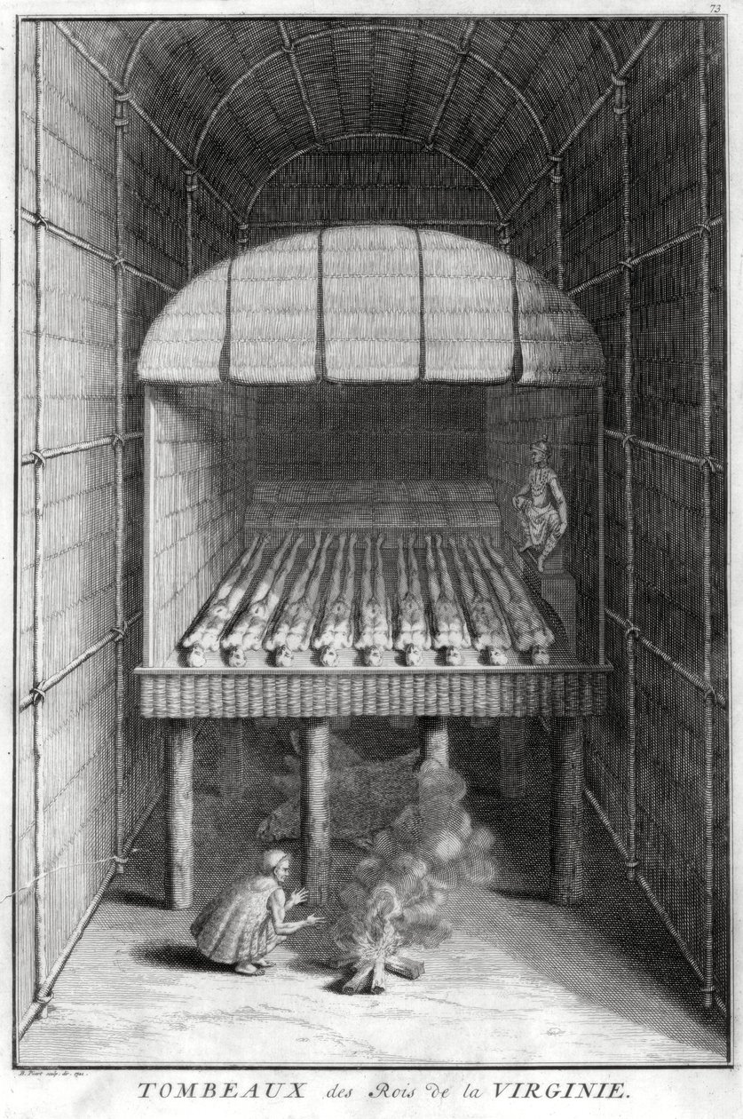 Túmulos dos reis da Virgínia, c1734 de Bernard Picart