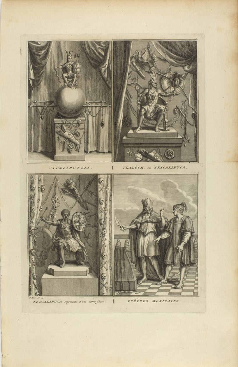 Vitzliputsli/Tlalock ou Tescalipuca/Tescalinpuca/Sacerdotes mexicanos de Bernard Picart
